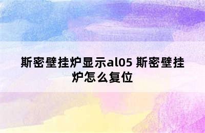 斯密壁挂炉显示al05 斯密壁挂炉怎么复位